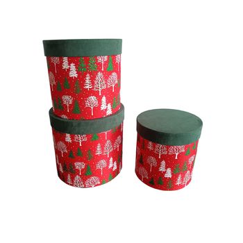 Conjunto de Caixas de Presente Tradicional Vermelho e Verde 3 Peças