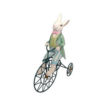 Coelho Elegante em Resina Na Bicicleta