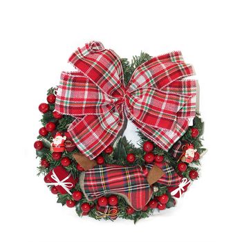 Mini Guirlanda Xadrez Vermelha com Enfeite de Cachorro