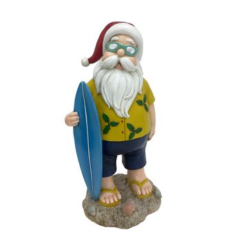 Papai Noel de Prancha Decorativo em Resina Amarelo e Azul